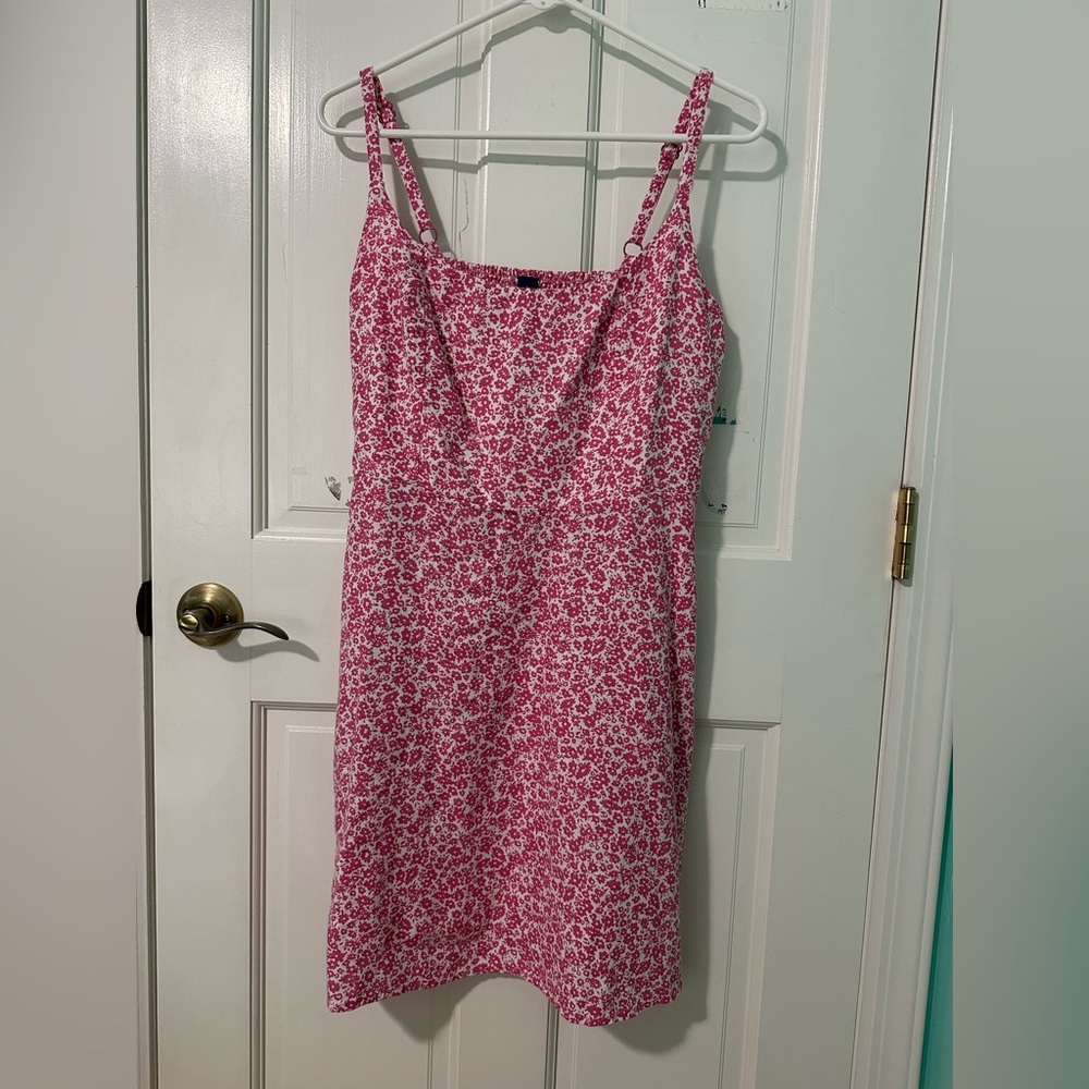 Pink Floral Sleeveless Dress with Adjustable Straps